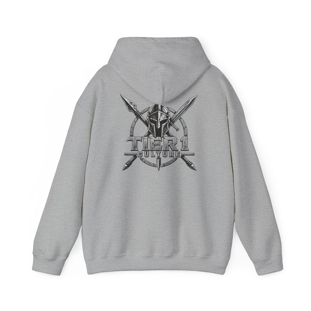 Tier 1 Culture Spartan Warrior Logo Hoodie | Military-Inspired Streetwear