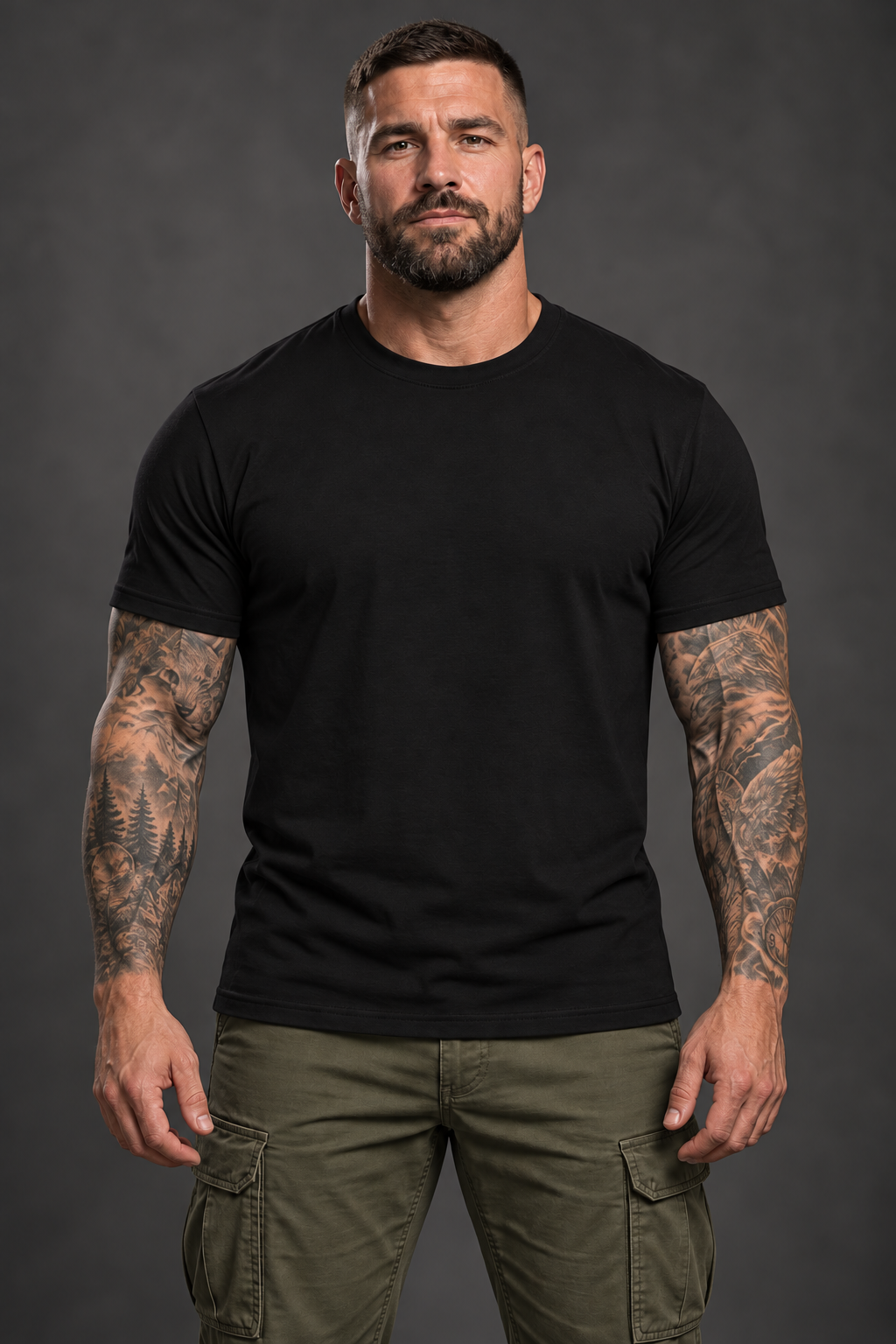 AI-generated tattooed model wearing Since 1776 Patriotic American Freedom T-Shirt