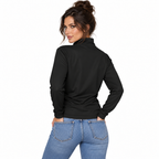 AI-generated tattooed female model wearing adidas® Tier 1 Quarter-Zip Pullover — rear view